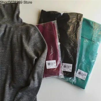 

Money 100 Pure Sweater Female Gao Collar Pullover Sweater Slim Fit Slim Backing Knitting Shirt Women's Top