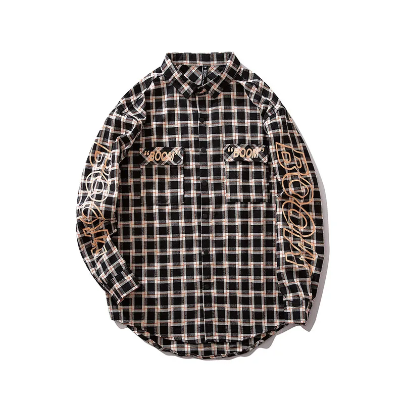 

Original Street Shirt Female Long-sleeved Plaid Hip-hop Couple Shirt Printing Loose Bf Female Jacket Korean Fashion Clothing 50c