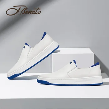 

J.benato Men casual shoes leather shoes leather breathable slip-on wild shoes youth white shoes