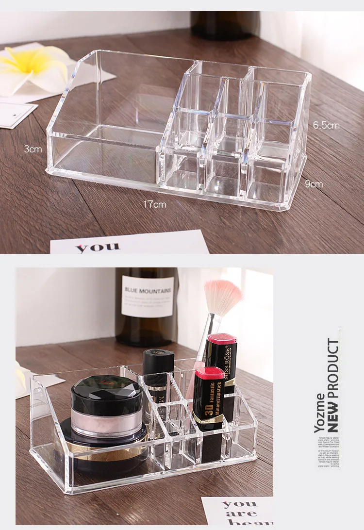 Acrylic Cosmetics Organizer Cotton Pads Container Storage Box For Makeup Acryl Multifunctional Lipstick Organizer (15)