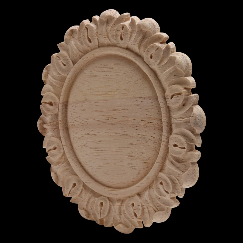 Solid Wood Decal Wood Carving European Round Patch Wood Carving Furniture Decoration Cabinet Door Cabinet Bed Flowers Wood Decal 2