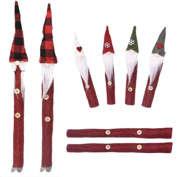 

1 Set of 8 Pieces of Christmas Santa Claus Snowman Non-Slip Refrigerator Door Handle Christmas Party Home Decoration