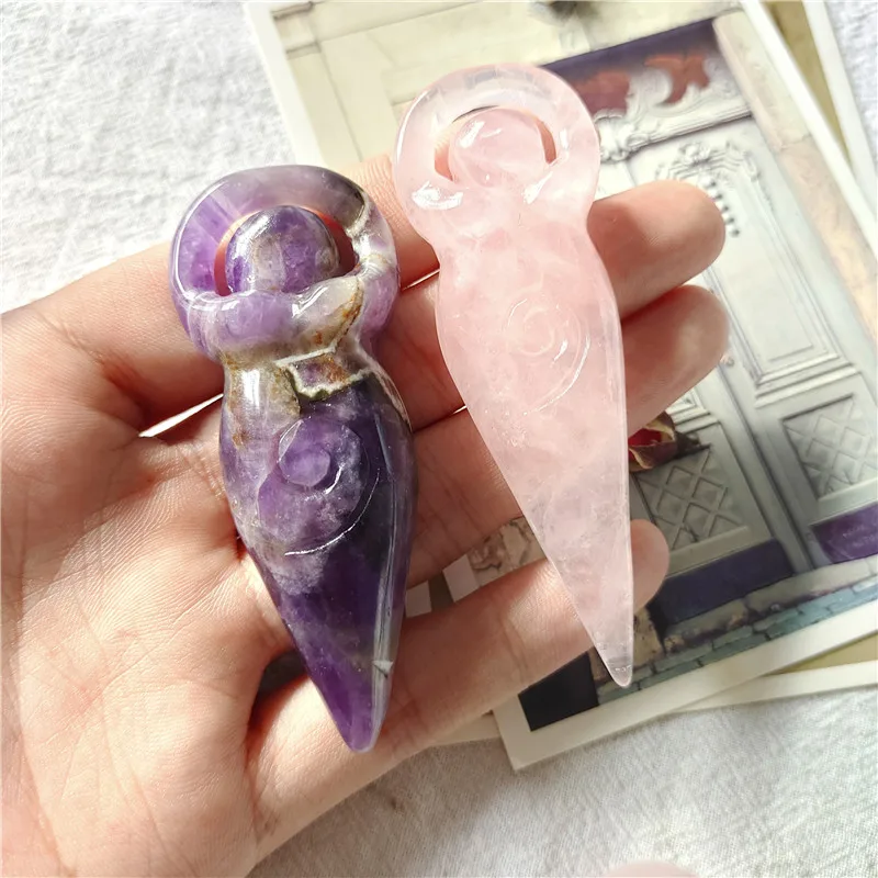 

Natural Stone Statue of Liberty Crystal Goddess Hand Poshlied Healing Energy For Gift And Decorative
