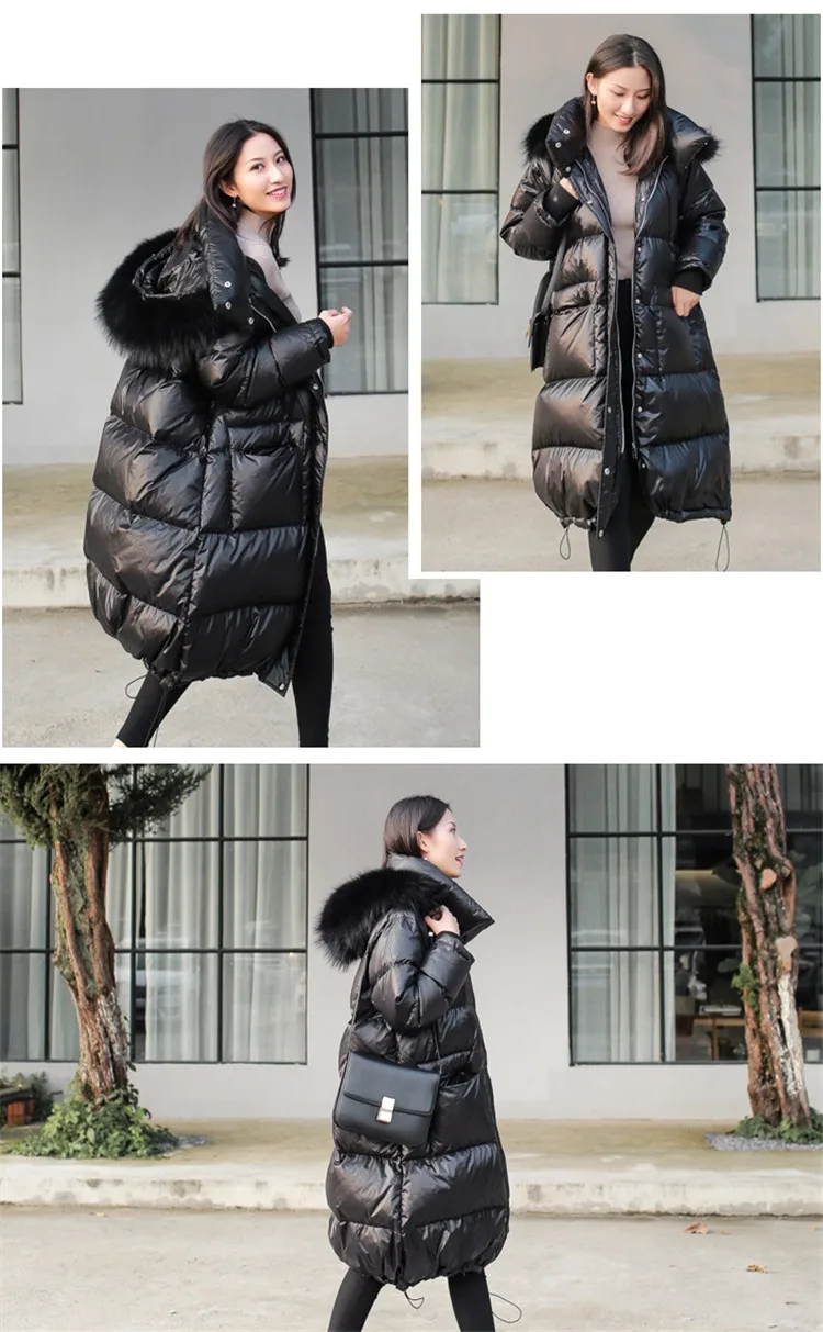 Плотное белое пуховое пальто высокого качества пуховик женские зимние парки женские большие размеры пальто с воротником из меха енота LM081
