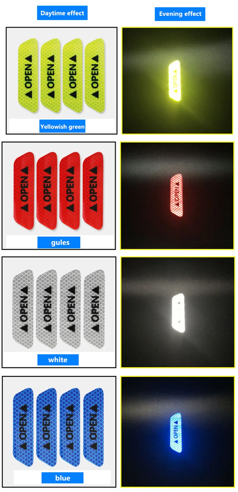 4Pcs/Set car door warning stickers Reflective security warning for BMW e46 e39 Audi a4 b6 a3 VW polo Lada granta accessories