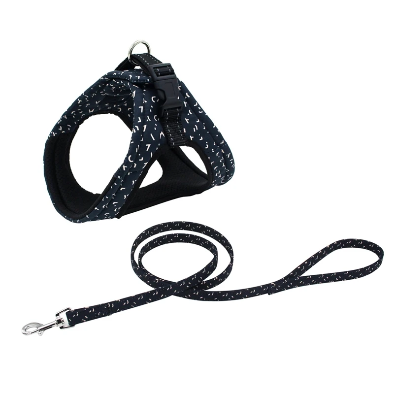 A Pet Harness and Leash Set Dog Breathable Mesh Vest Harness Collar For Chihuahua Pug Bulldog Cat Arnes Perro - Color: A