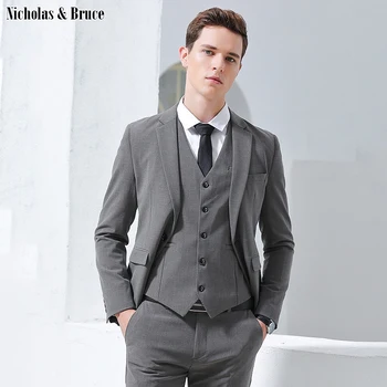 

N&B Suits Men 2020 Slim Fit Latest Coat Vest Pant Designs Groom Suit Men Large Dresses Classic 3 Piece Suits Set Tuxedo SR54