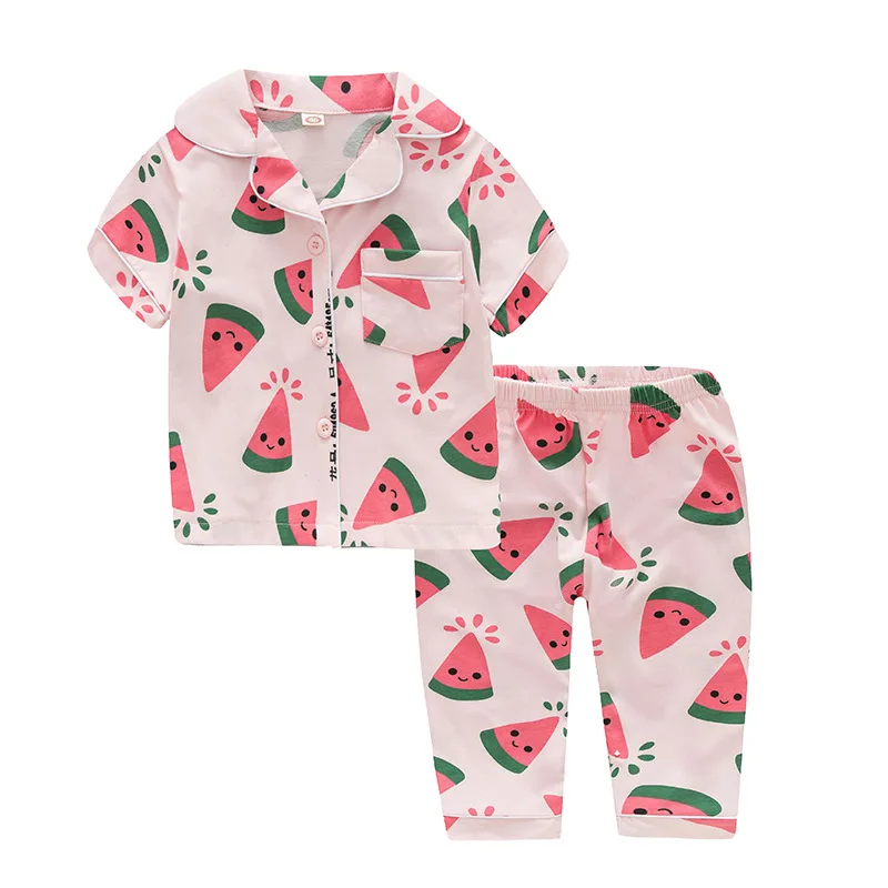 SAILEROAD New Summer Boys Short sleeves Pajamas Girls Set Cartoon Flowers Pyjama Cotton Kids Pijama Children Sleepwear Clothes pajama sets baby boy