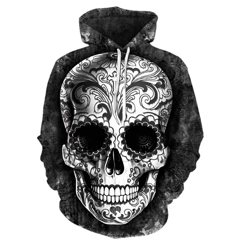 

White Skulls Hoodies Hot Selling Hooded Sweatshirt Streetwear Style Pullover Plus Size Sportwear 3d Tracksuits Plus Size