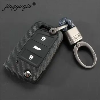 Cover portachiavi in Silicone al carbonio per VW Polo Golf 7 Tiguan Skoda Octavia Karoq SEAT Ateca Leon Ibiza portachiavi portachiavi 2015-2019 - Cover portachiavi in Silicone al carbonio per VW Polo Golf 7 Tiguan Skoda Octavia Karoq