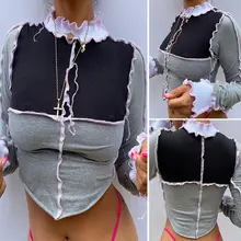 Best Offers Long Sleeve Autumn Women Turtleneck T Shirt Color Blocking Casual Irregular Top Skinny Slim Crop Tops Gray Best Offers Long Sleeve Autumn Women Turtleneck T Shirt Color Blocking Casual Irregular Top Skinny Slim Crop Tops Gray