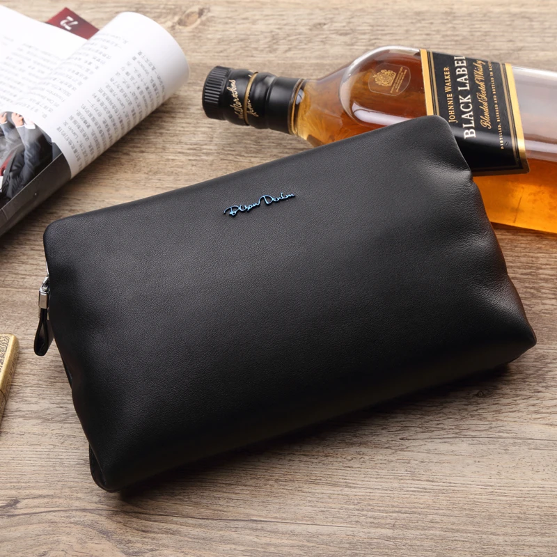 BISON DENIM мужской клатч натуральная кожа Длинный кошелек брендовый Воловья