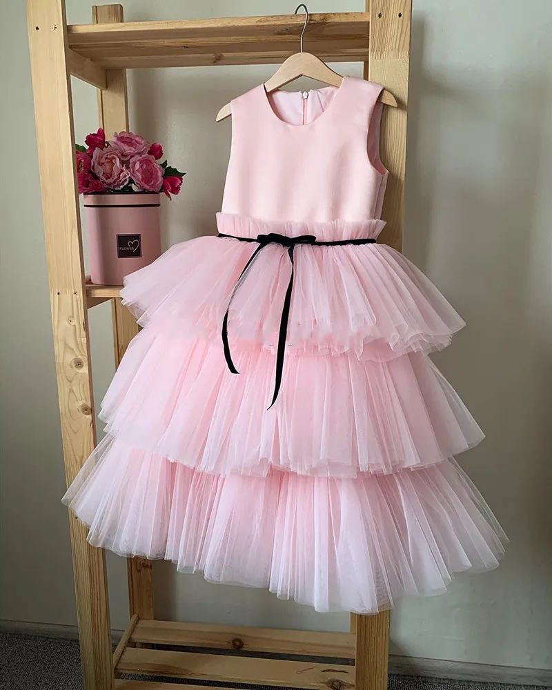 

Pink Baby Dress Princess Gown Infant Birthday Dress Christmas Party Dress Kids Clothes First Communion Dress