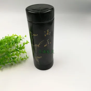 

Exquisite natural black green jade insulation Cup