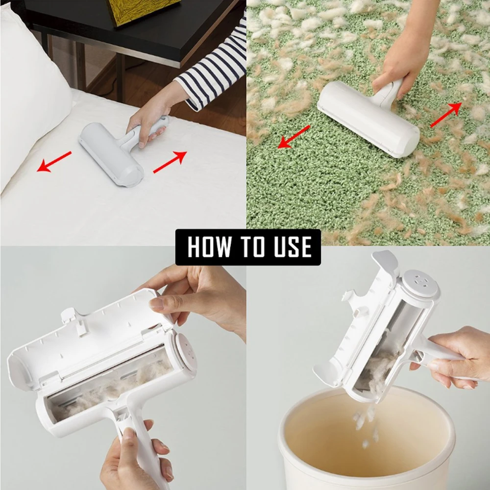 Pet Hair Roller Remover Lint Brush 2-Way Dog Cat Comb Tool Convenient Cleaning Dog Cat Fur Brush Base Home Furniture Sofa Clothe-5