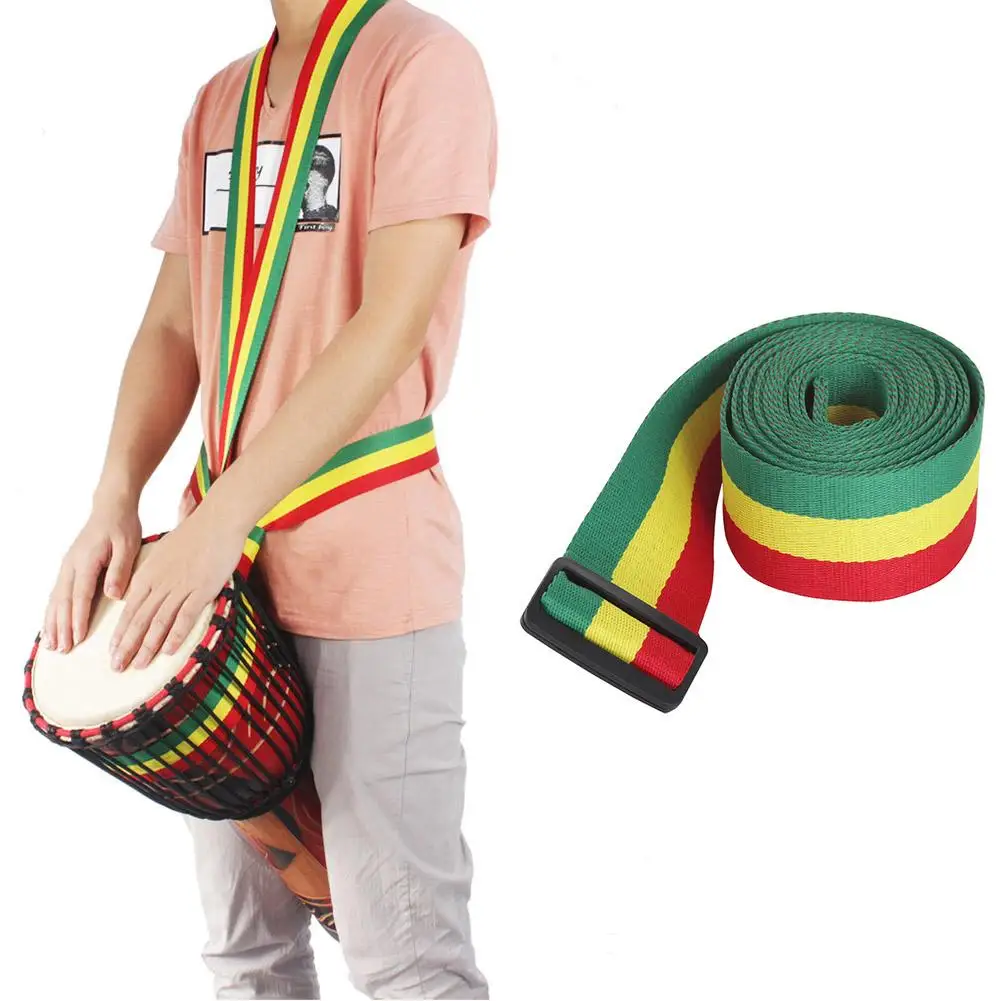 

Adjustable Pure Cotton Rainbow African Drum Strap Drum Tambourine Shoulder Waist Belt In Three Colors