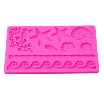 

New Underwater World Conch Shell Mould Embossing Mold Silicone Mold 3D DIY Practical Wave Star Fondant Cake Decoration
