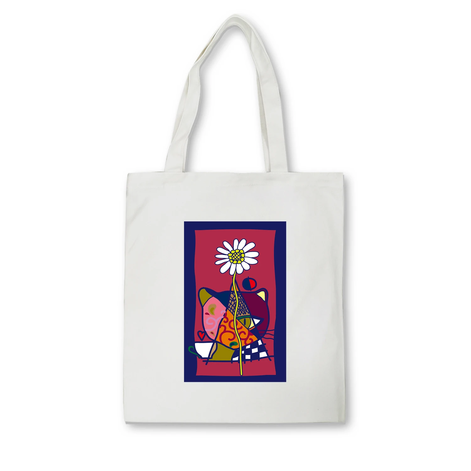 Абстрактное искусство мультфильм печати большой емкости Холст сумка Ткань Многоразовые женские пляжные сумки с принтом сумки для покупок цвет