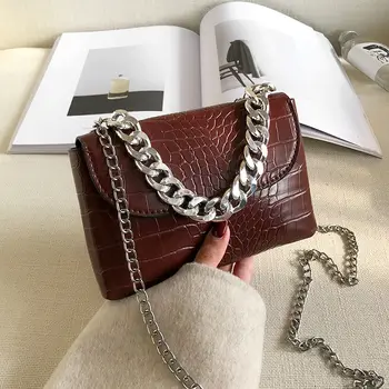 

Fashion Crocodile Pattern Women Mini Shoulder Bags PU Leather Ladies Chain Messenger Bag Luxury Design Girl Evening Clutch Purse