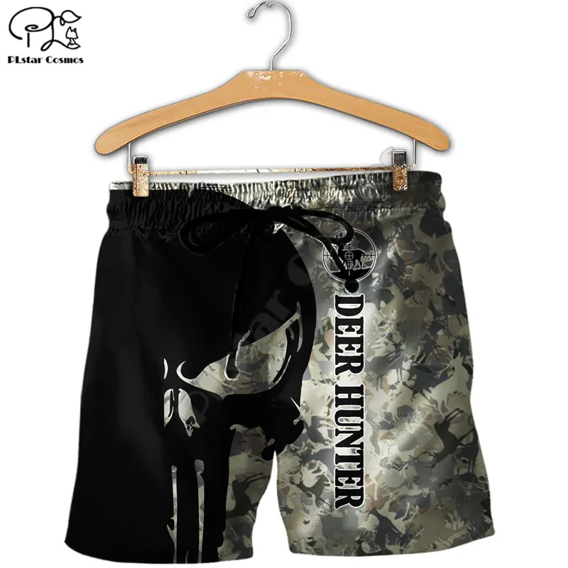 

PLstar Camo deer Men's Shorts Summer Casual Shorts Harajuku 3D Printed Loose Cool Beach Comfortable style-1