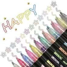 Stylo marqueur à Double contour, 12 couleurs, pour bricolage, Graffiti, surligneur, Scrapbook, balle, carte d'affiche de journal intime