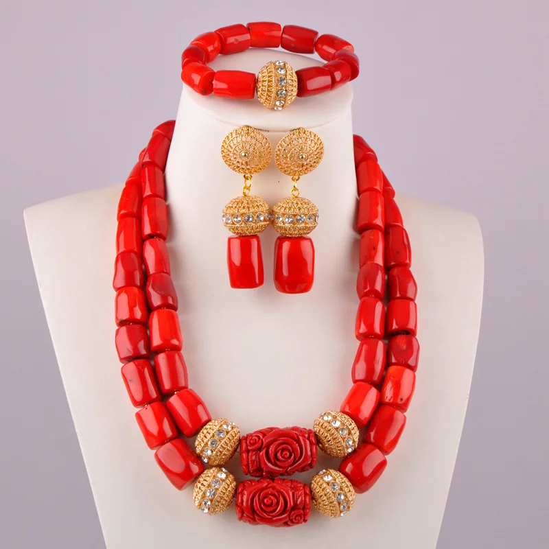 

pretty red african coral necklace jewelry set nigerian wedding coral set
