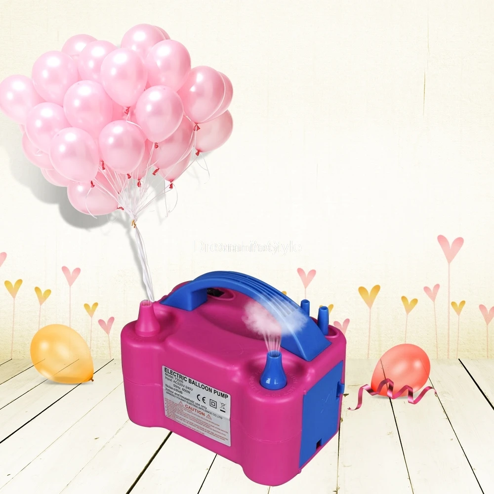 220v/110v Electric Balloon Inflator Pump Ac Plug Double Hole Nozzle Air Compressor Inflatable