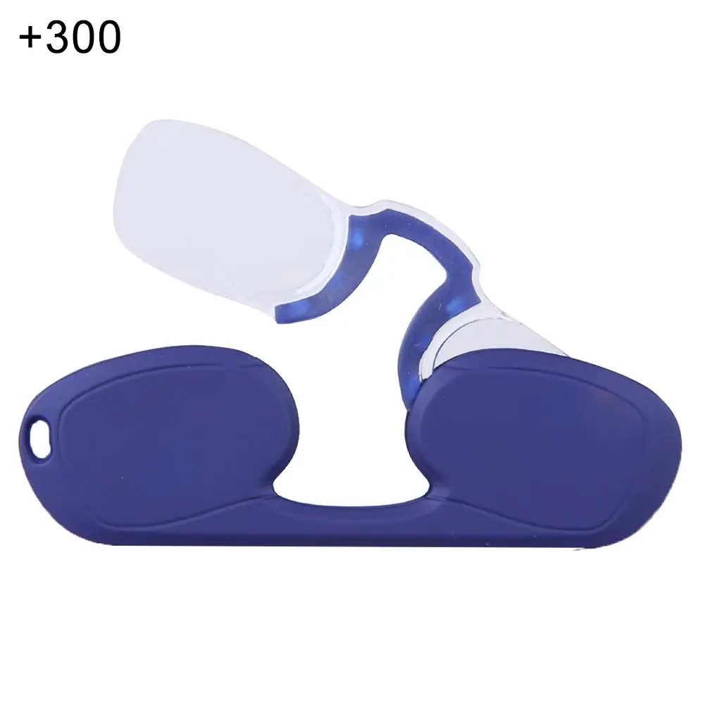 Модные очки для чтения с зажимом для носа, портативные мини очки для чтения без рук, пластиковые очки для чтения - Цвет: blue 300