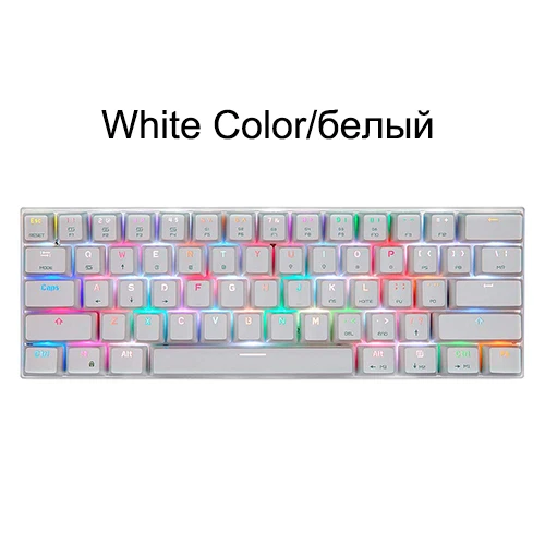 White MOTOSPEED CK62 USB Проводная клавиатура Bluetooth Беспроводной двойной режим механические RGB игровая клавиатура с подсветкой, 61 Ключи Портативный мини-клавиатура - Цвет: White