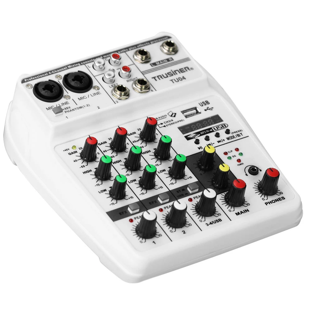 TU04 BT звуковой микшерный пульт записи Phantom power Monitor AUX Paths Plus Effects 4 канала аудио микшер с USB EU PLUG/US PLUG