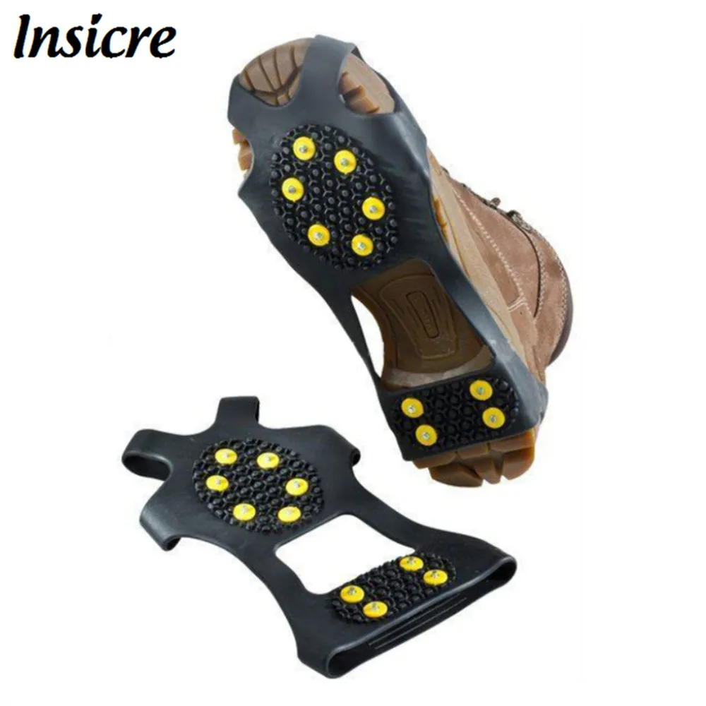 

Insicre Outdoor Non-Slip Shoe Cover Ice Gripper Strap Climbing 10 Teeth Cleats Spikes Non Slip Boots Silicone Ice Stud Shoes