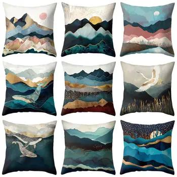 

Mountain Peaks Sun Bird Pillow Case Cushion Cover Sofa Bed Car Cafe Office Decor high quality material soft breathable durable