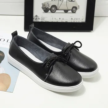 

New Arrival Women Flats Shoes Women Loafers Ladies Slip on Ballet Flats Genuine Leather Driving Shoes Women Nursing Sneakers2019
