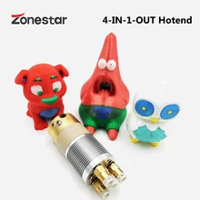 

ZONESTAR 4-IN-1-OUT Mixing Color Hotend Four Color Multi Color 1.75mm Filament 0.4mm Nozzle 3D Printer Parts 24V Extruder J-head