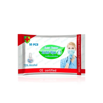 

10Pcs/Pack Disinfection Wipes Pads Alcohol Swabs Wet Wipes Skin Cleaning Care Sterilization First Aid Cleaning Tissue