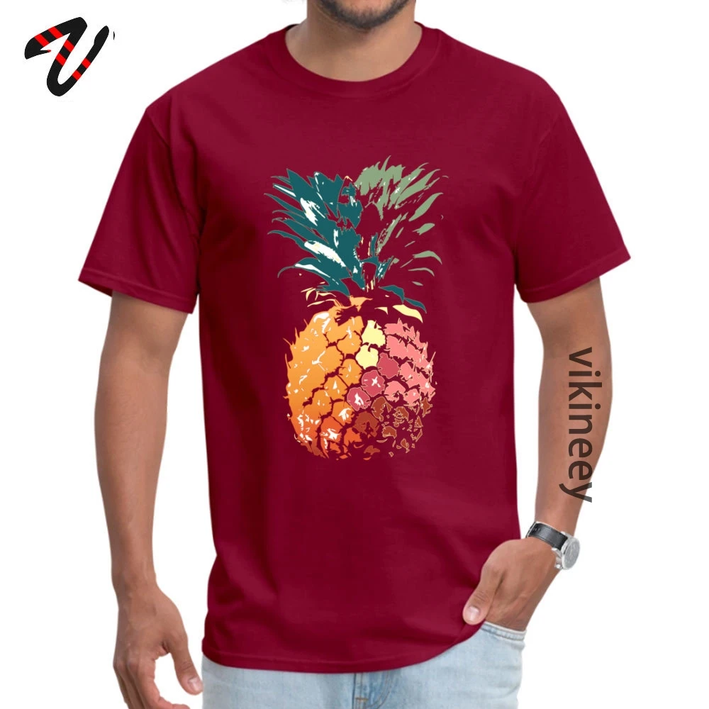 Nice_drawn_colored_painted_pineapple_art_ Funny Adult T-shirts Round Neck Short Sleeve 100% Cotton Tees Simple Style T Shirts Nice_drawn_colored_painted_pineapple_art_8875 maroon