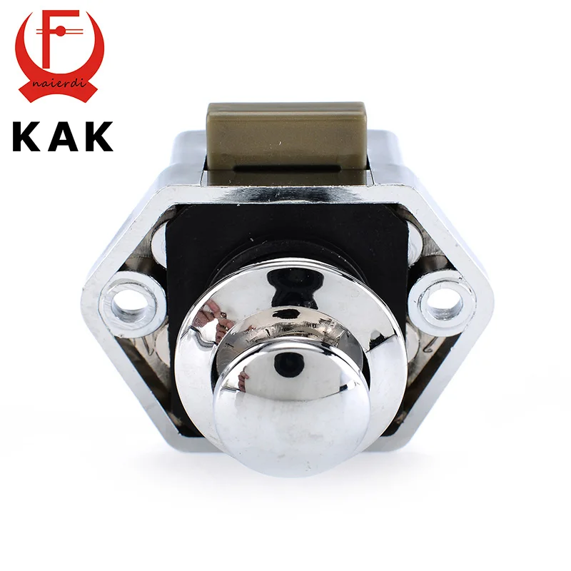 KAK Camper Car Push Lock Diameter 20mm RV Caravan Boat Motor Home Cabinet Drawer Latch Button Locks Furniture Door Lock Hardware - Цвет: Chrome