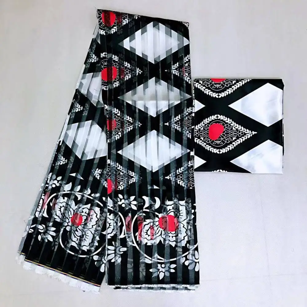 Горячая Распродажа, Gahna стильная атласная шелковая ткань с лентой из органзы, африканская восковая ткань, 4 Ярда, органза+ 2 ярда шелка