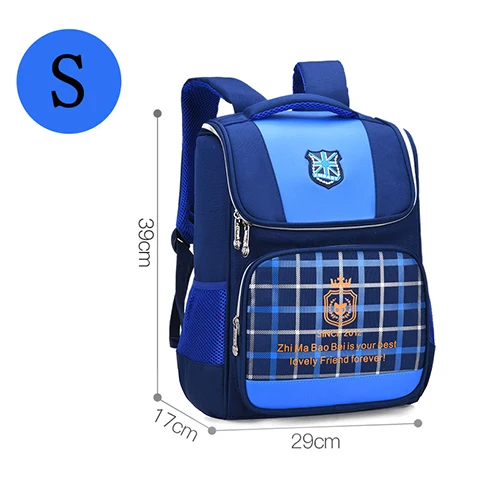 Детская сумка для начальной школы 3-6 класс, милый принцесса лук мальчик девочка плед ортопедический вместительный рюкзак - Цвет: Sky blue Snall