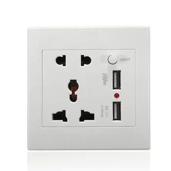 

2020 New Standard Outlet Panel 2100mA 5V Output 2 USB Charger Port On-off Control Porous Wall Power Socket 13A Global Universal