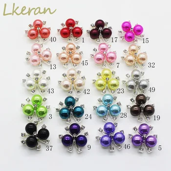 

LKERAN 20mm Three Pearl Rhinestone Buttons Silver Plating Alloy Wedding Decoration Diy Craft Flower Diamond Crystal Accessories