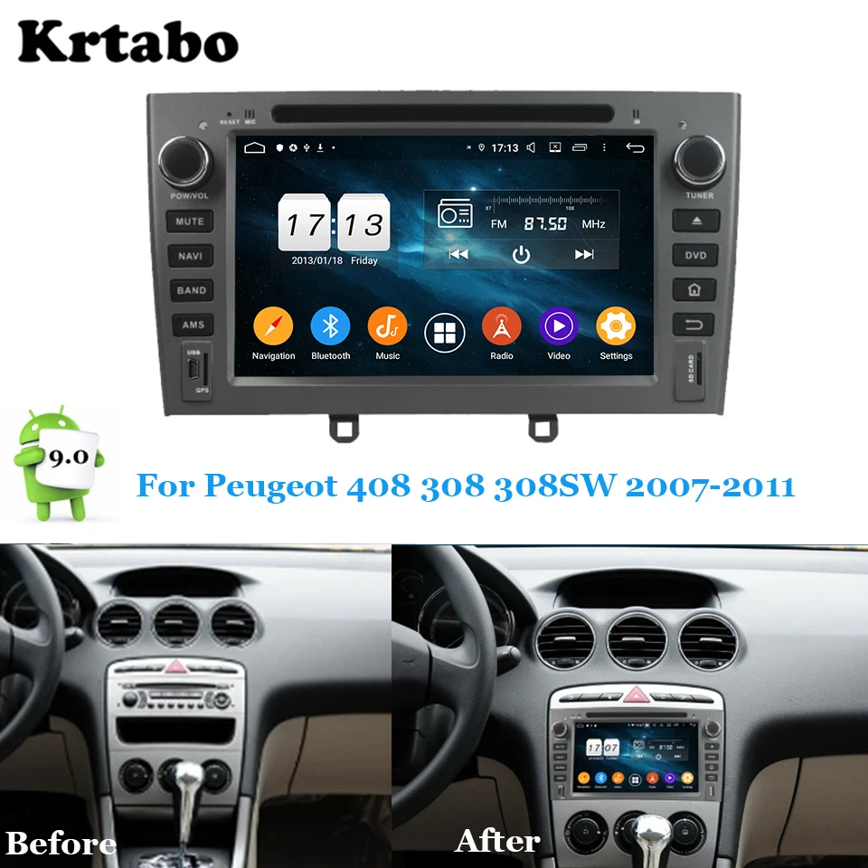 

Car radio Android multimedia player Octa Core 4G RAM For Peugeot 408 308 308SW 2007-2011 Car touch screen GPS Support Carplay