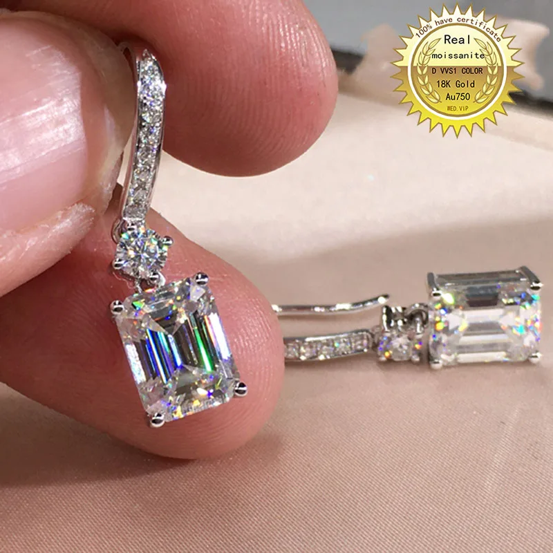 

AU750 18K золото серьги 1CT D Цвет серьги с муассанитом для Для женщин M-0.20