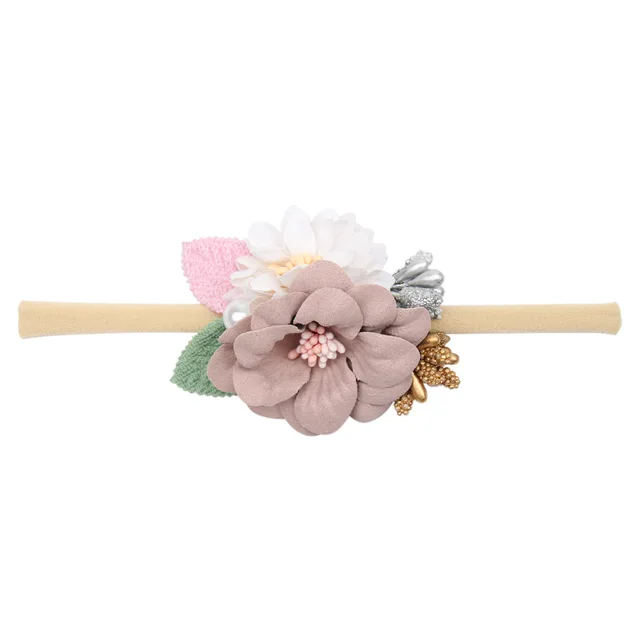 Fashion Florals Flower Headband Newborn Baby Elastic Princess Hairbands Child Kids Pearl Fresh Style Cute Headwear Gifts 6
