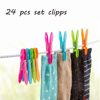 

24pcs set colorful plastic clothespins heavy laundry clips spring clips air-drying clothespin sets