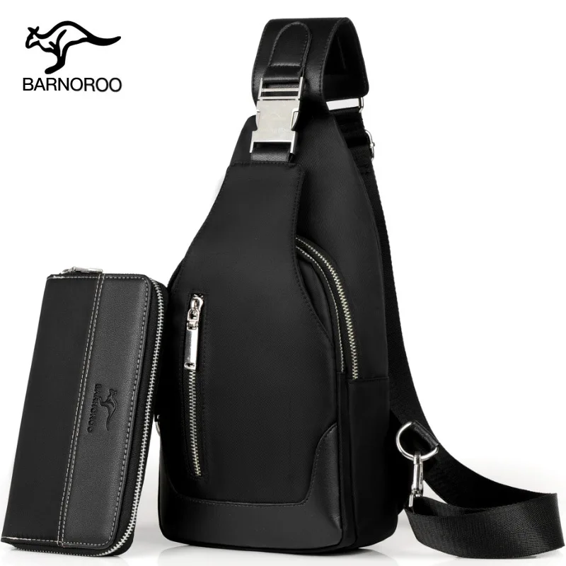 BARNOROO Messengers Short Trip Chest Pack Waterproof Sing Shoulder Bags Leather Chest Bag Man Crossbody Bags