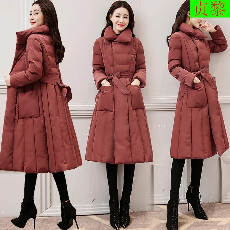 

2018 Winter New Style WOMEN'S Dress Korean-style Mid-length down Jacket Cotton-padded Clothes off Season Puffy Coat Thick Cotton