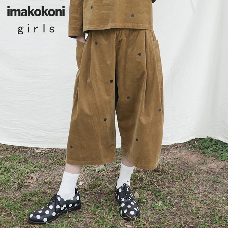 

imakokoni cotton polka dot nine points harem pants female original design loose wide leg casual pants 182290