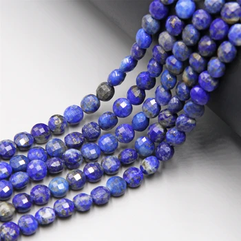 

Natural blue lapis lazuli stone beads Coin Flat faceted Round Loose Spacer Beads For Jewelry Making Bracelet Necklace handmade