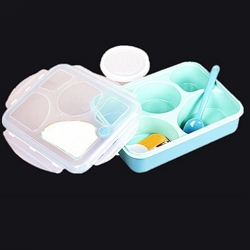 5 сетчатый Ланч-бокс из микрофибры, Bento box, герметичный портативный контейнер для еды, ящик для хранения для детей, миска для супа и ложка, большой размер